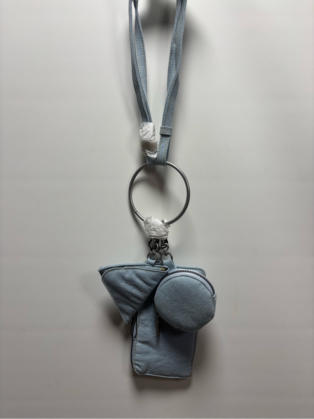 Zara Light Blue Multi-Pouch Key & Card Holder with Ring Strap